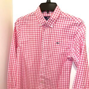 Vineyard Vines Boys Corozo Gingham Whale Shirt